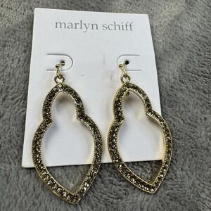 Marlyn Schiff Gold Tone Crystal Dangle Earrings Women Anthropologie Jewelry NEW